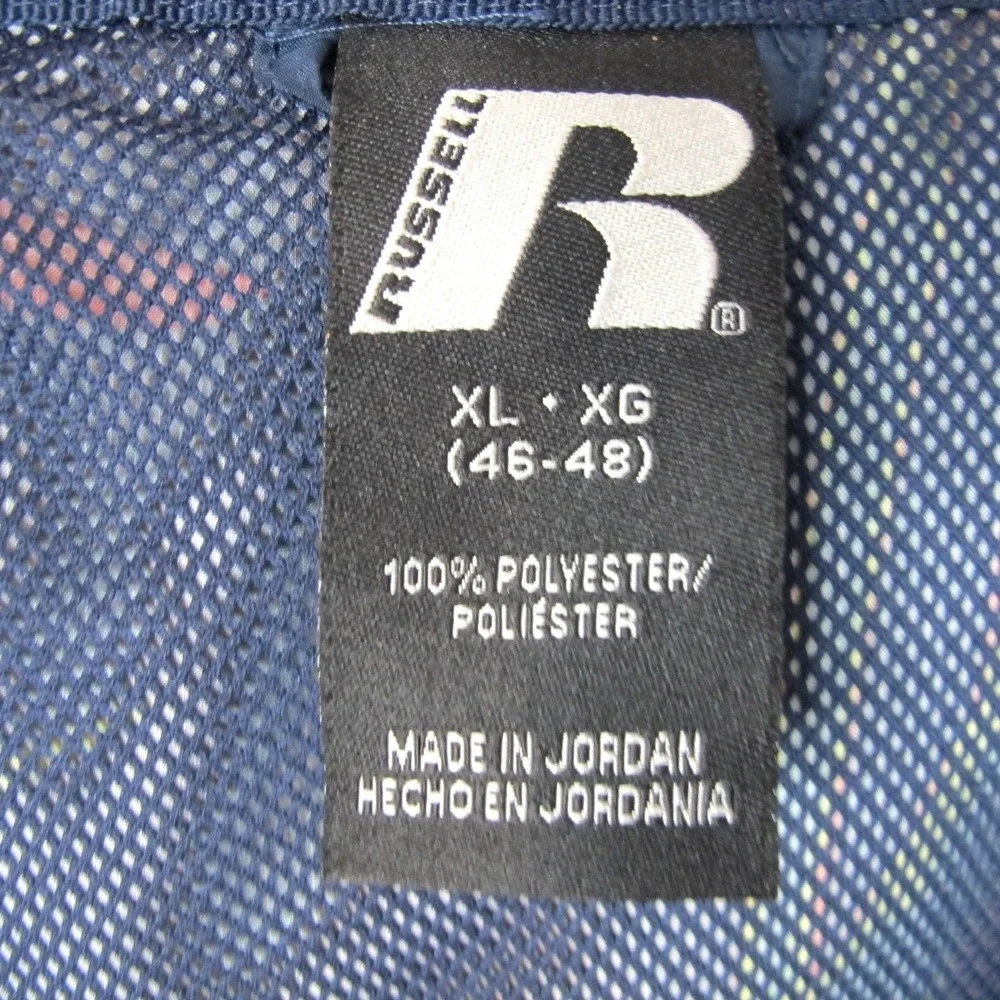 Russell Full Zip‎ Hooded Windbreaker Jacket Men's XL Blue Floral Print